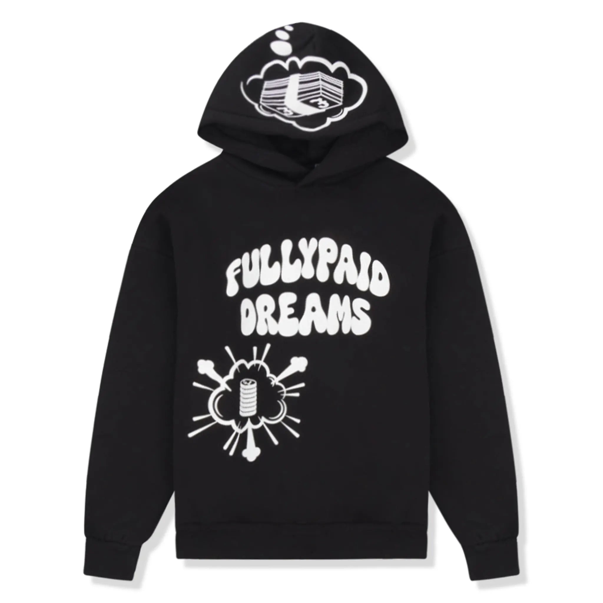 Front view of Fully Paid Dreams Black White Hoodie